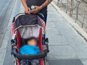 Beşiktaş’ta Öz Çocuğuyla Dilenen Baba Yakalandı