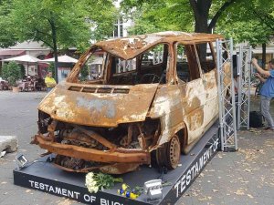 Bucha’da Vurulan Araç Berlin’de Sergileniyor