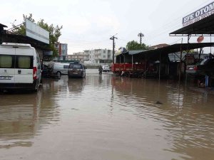 Ezine’de Sokakları Ve İş Yerlerini Su Bastı
