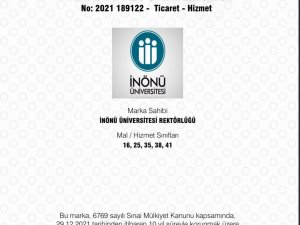 İ̇nönü Üniversitesi’ne “Marka Tescil Belgesi”