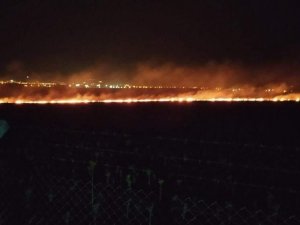 Köy Yakınlarındaki Anız Yangını Korkuttu