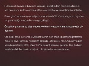 Caner Osmanpaşa, Sivasspor Camiasından Özür Diledi