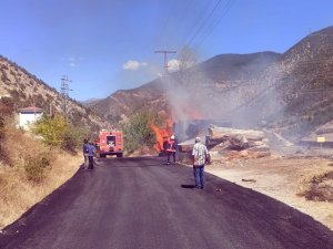 Gümüşhane’de Tomruk Deposunda Yangın
