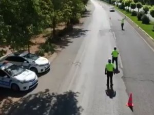 Gaziantep’te Araçlar Dronla Denetlendi