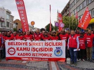 Edirne Belediyesi İşçilerinden Kadro Protestosu