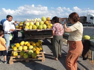 Balıkesir’de Karayolu Kenarında Kavun Pazarı İlgi Görüyor