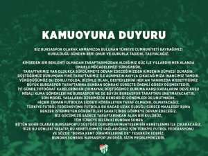Bursaspor: “Bursaspor’u Düştüğü Durumdan Muhteşem Bir Kenetlenme İle Çıkaracağız”