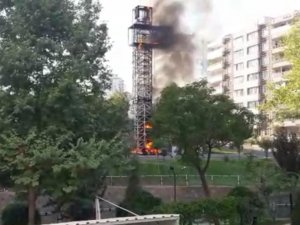 Şanlıurfa’da Baz İstasyonu Alev Alev Yandı