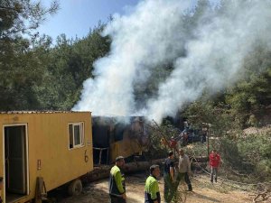 Maden Sahasındaki Konteyner Yangını Korkuttu