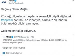 Afad’dan Köyceğiz Depremi Açıklaması