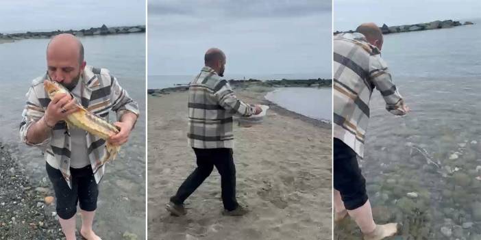 Rize'de satın aldığı balığı, canlı ve nesli tehlikedeki tür olduğunu görünce denize ulaştırdı