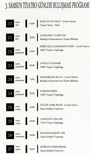 “3. Samsun Tiyatro Günleri” Başladı