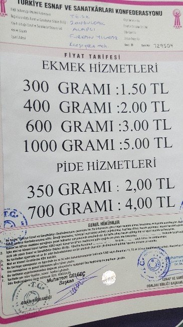 Alaplı’da Ekmeğe Zam Geldi