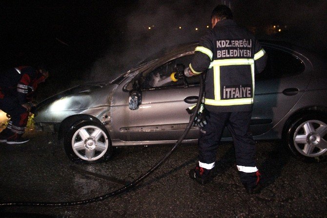 Takla Atan Otomobil Alev Alev Yandı