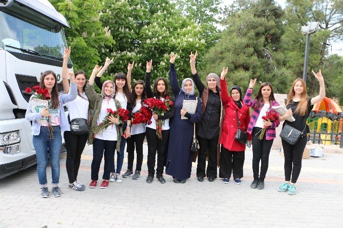 Ülkücü Kadınlar Gül Dağıttı