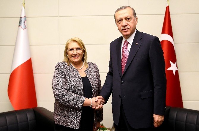Cumhurbaşkanı Erdoğan Malta Cumhurbaşkanı Görüştü