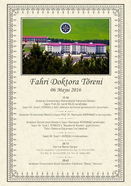 Kurucu Rektör Dr. Suat Günsel’e Ardahan Üniversitesi’nden Fahri Doktora