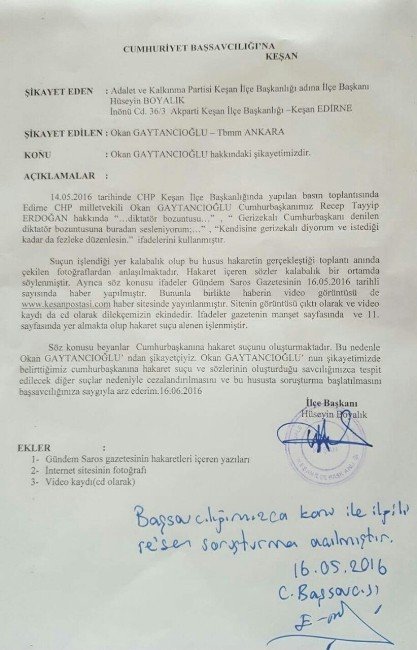 Cumhurbaşkanına Hakaret Eden Milletvekiline Suç Duyurusu