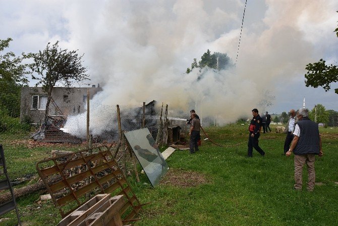 Sinop’ta Odun Deposu Alevlere Teslim Oldu