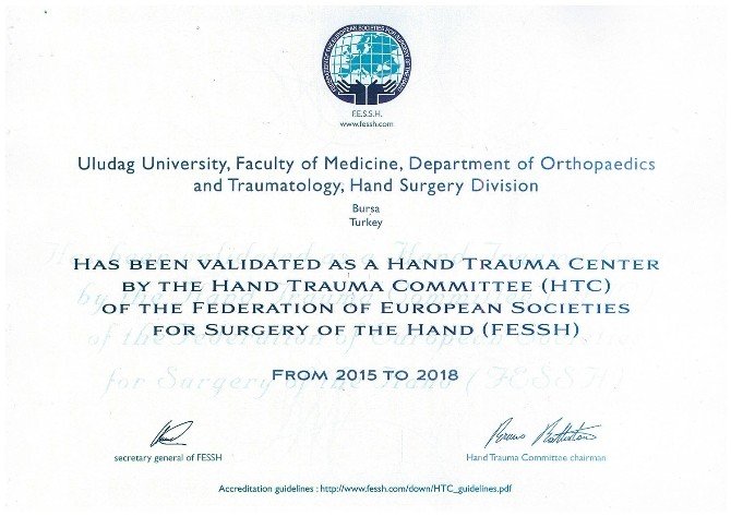 Uü Tıp Fakültesi El Cerrahisi Bilim Dalı Akredite Oldu