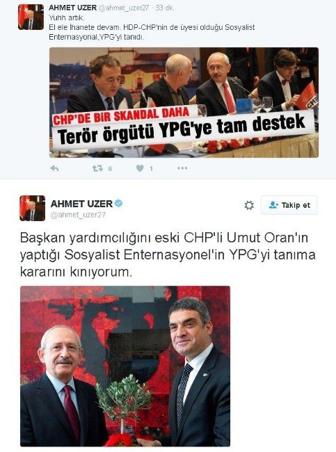 Ak Partili Uzer’den, Chp’nin Ypg Kararına Sert Tepki