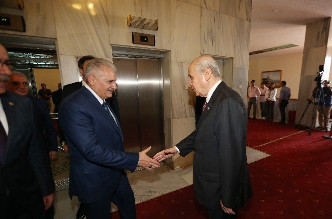 Başbakan Yıldırım Ve Mhp Lideri Bahçeli Bir Araya Geldi