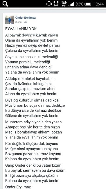Fetö’ye Şiirli Tepki