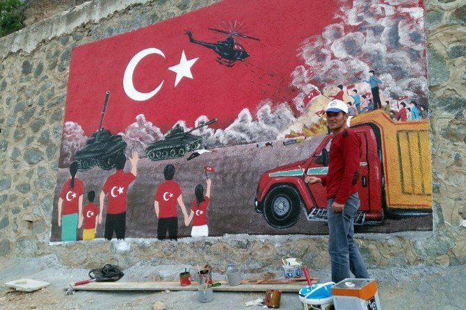 Darbe Girişimini Ve Direnişini Duvara Resmetti