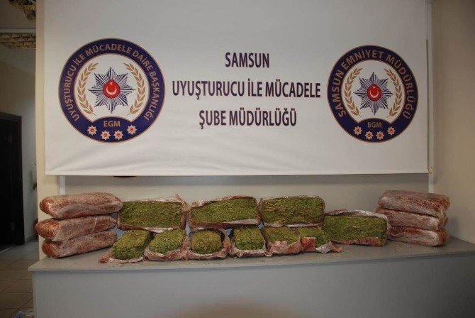 Samsun’da Saman Yüklü Kamyonda 70 Kilo Esrar Ele Geçirildi