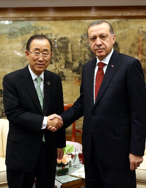 Erdoğan, Bm Genel Sekreteri Ban Ki-moon’la Görüştü