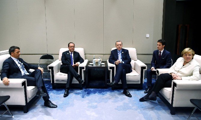 Cumhurbaşkanı Erdoğan, Merkel, Hollande Ve Renzi İle Görüştü