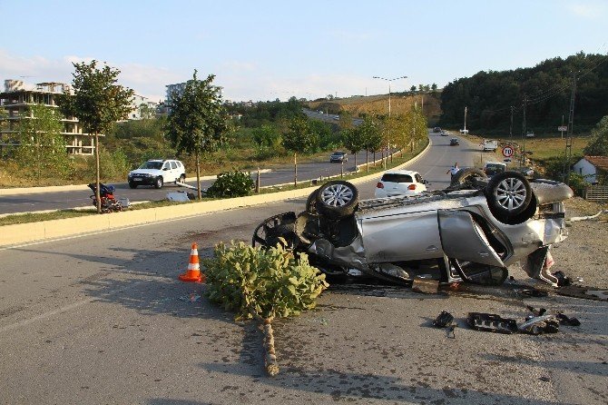 Samsun’da Otomobil Takla Attı: 1 Yaralı