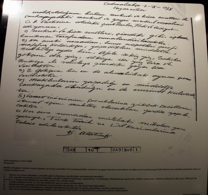 Atatürk’ün Vasiyeti Bu Sergide