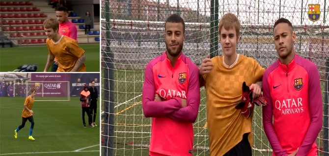 Justin Bieber Barca Antrenmanında: Futbolda Da İyiymiş !
