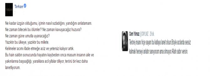Tarkan Ve Cem Yılmaz’dan Teröre Lanet