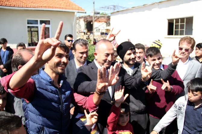 Bakan Çavuşoğlu’ndan Rabia Ve Bozkurt İşareti
