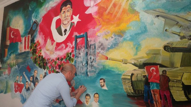 Ömer Halisdemir’in Portresini Okul Duvarına Resmetti