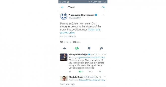 Yunanistan’dan Muğla’ya Türkçe Başsağlığı Mesajı