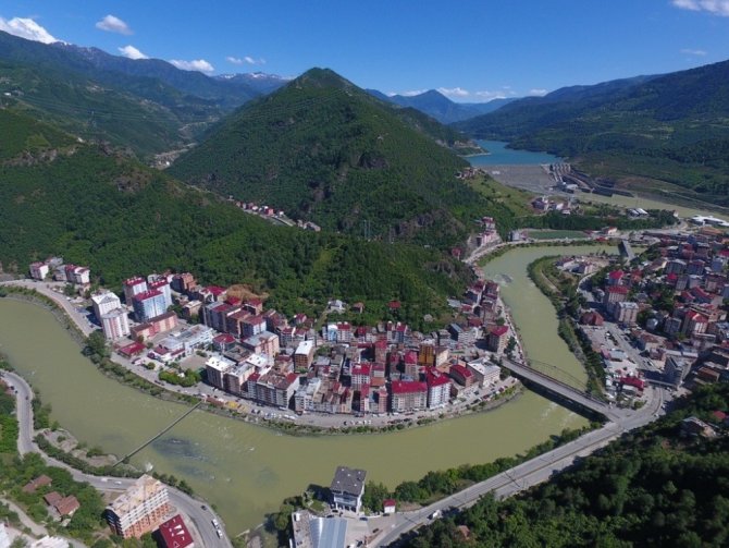 Artvin’in Borçka İlçesi İlk Kez Havadan Görüntülendi