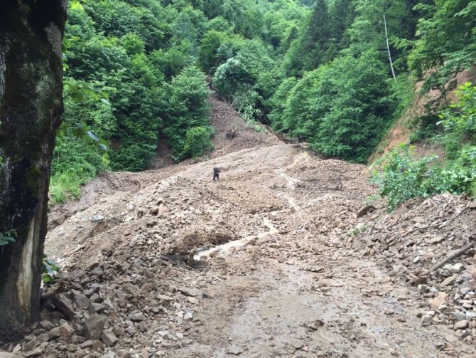 Trabzon’da Yağışlar Sonrası Yaşanan Heyelanlara Ekipler Müdahale Ediyor