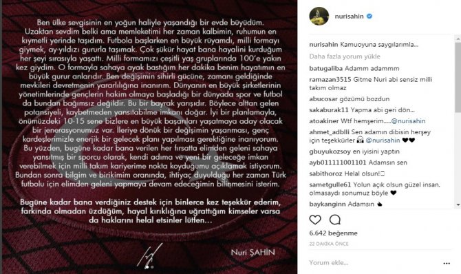 Nuri Şahin, A Mili Takım’a Veda Etti
