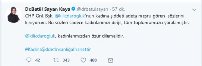 Bakan Kaya’dan Kılıçdaroğlu’na "Kadına Şiddet" Tepkisi