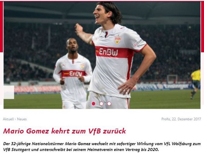 Mario Gomez, Stuttgart’a Transfer Oldu