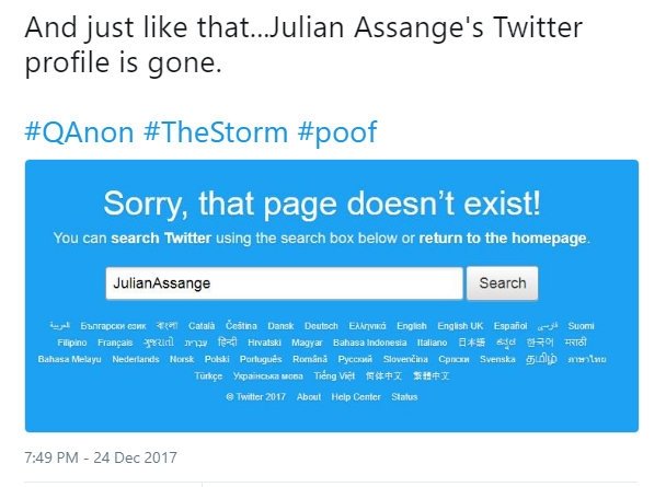Julian Assange’nin Hesabı Twitter’dan Silindi