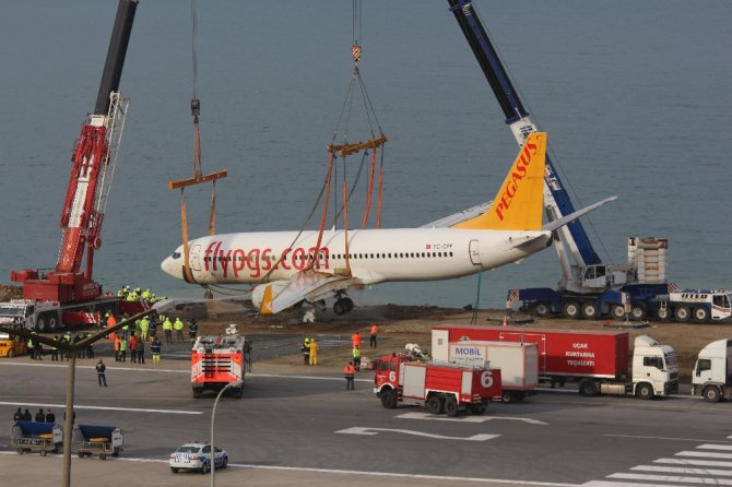 Trabzon’da Pistten Çıkan Uçak Çıkarıldı
