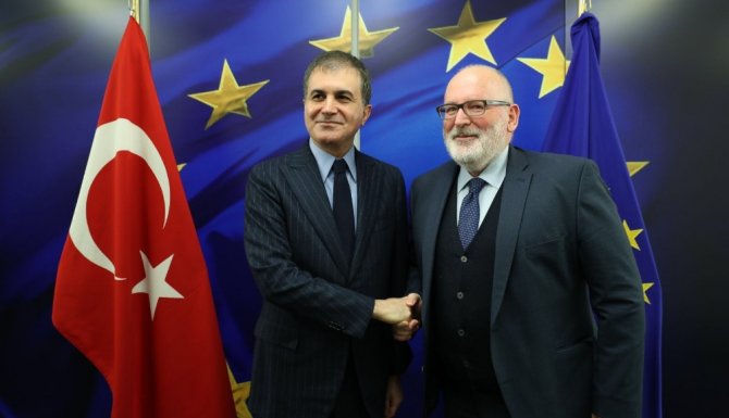 Ab Bakanı Çelik, Timmermans İle Görüştü