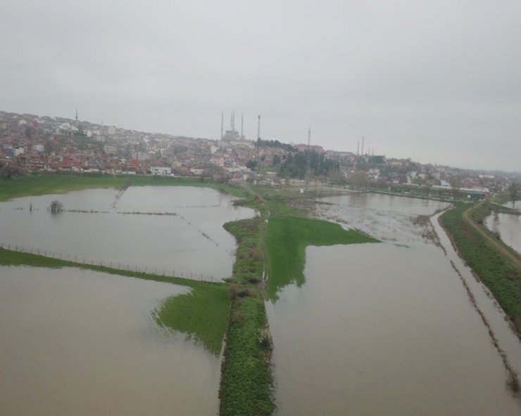 Edirne’de Taşkın Havadan Görüntülendi