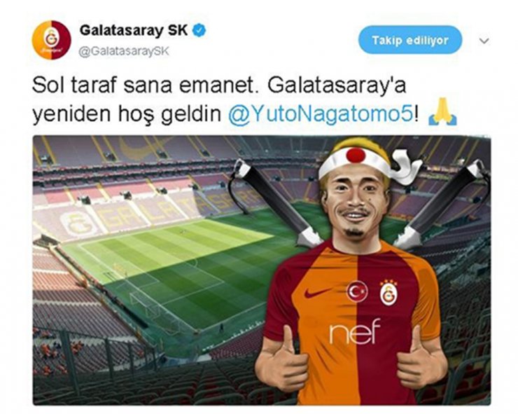 Galatasaray Nagatomo’yı Kap’a Bildirdi