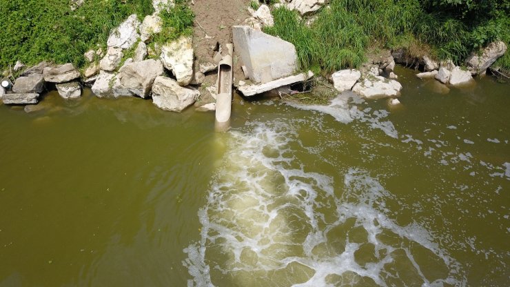 Atık Sularla Kirlenen Sakarya Nehri Havadan Görüntülendi