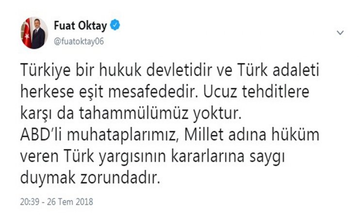 “Abd, Türk Yargısının Kararına Saygı Duymak Zorunda”